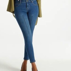 Shoe Dazzle 34 inches 14/16 mid rise pintuck ankle Blue Skinny Jeans NWT JustFab